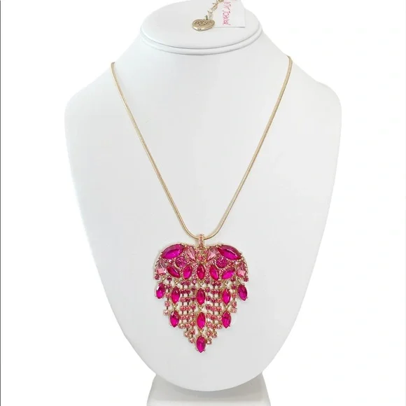 SOLD Betsey Johnson Breaking Hearts Fringe Pendant Necklace - Picture 2 of 4